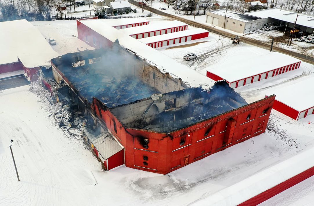 Fire destroys much of historic warehouse, origin not suspicious